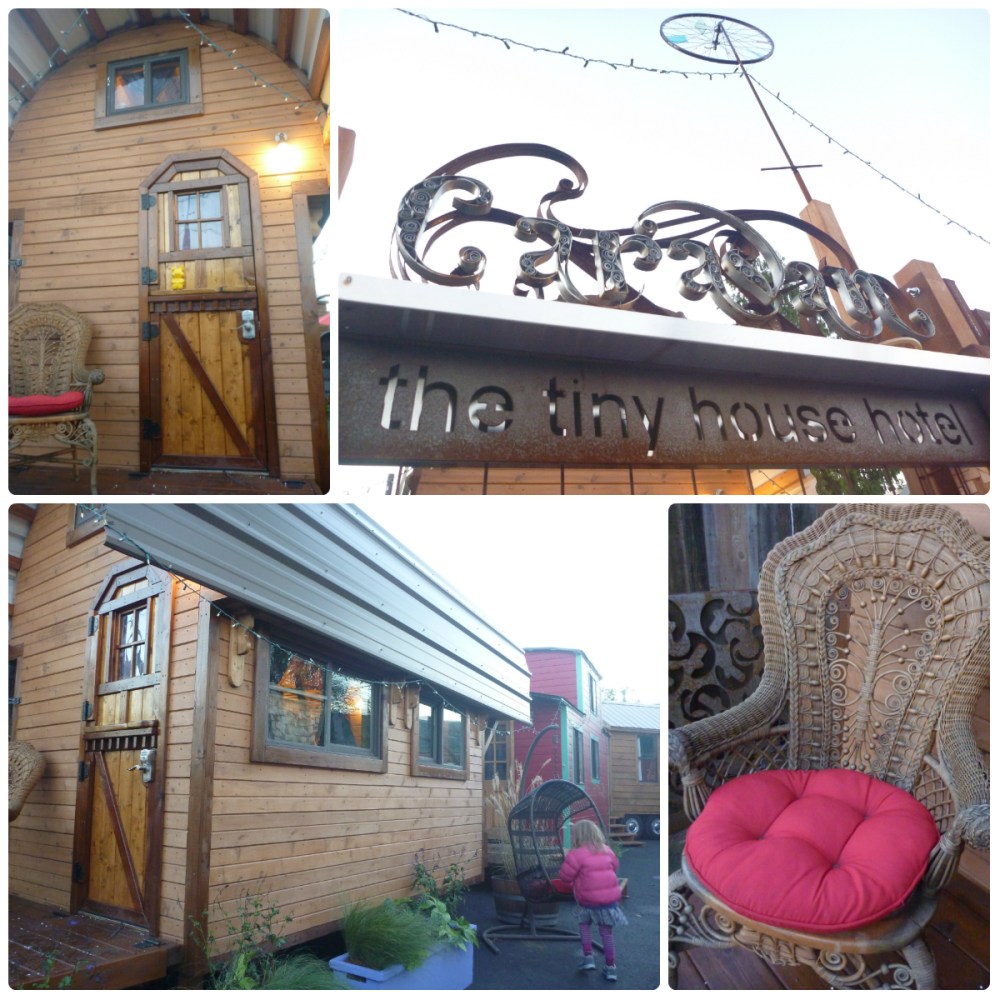 collage caravan tiny house outside