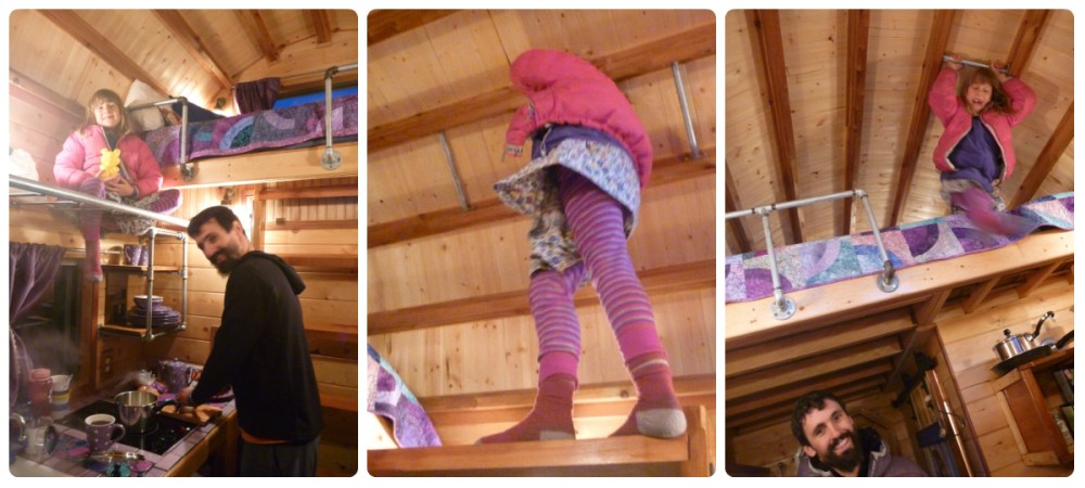 collage climbing in tiny house